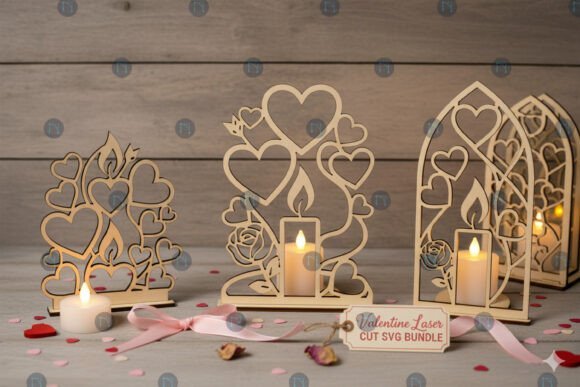Valentine Candle Holder SVG Bundle 139202400 Creativo Digital